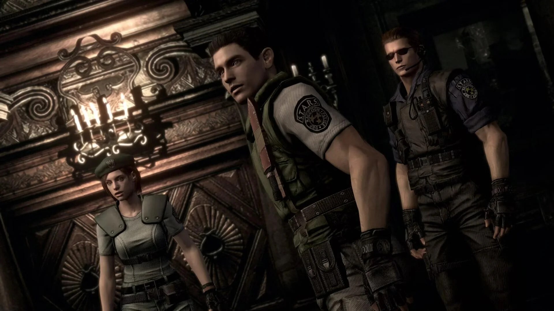 Resident Evil 1 Screenshot of Chris, Jill and Wesker
